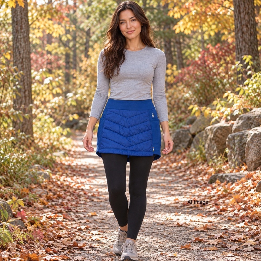 New Smartwool Smartloft Quilted Insulated Skirt XS Blueberry Hill Blue